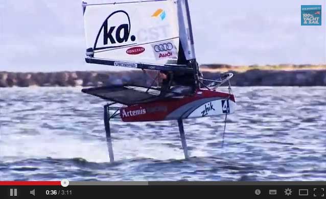 America’s Cup: Nathan Outteridge foiling on his Moth