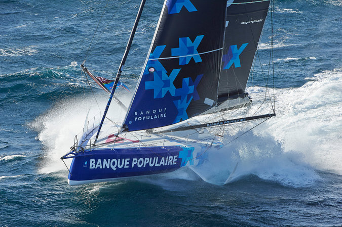 Armel Le Cléac’h’s Banque Populaire VIII is one of the new VPLP-Verdier boats, considered the most complex monohull sailboats ever built. Credit Transat Jacques Vabre